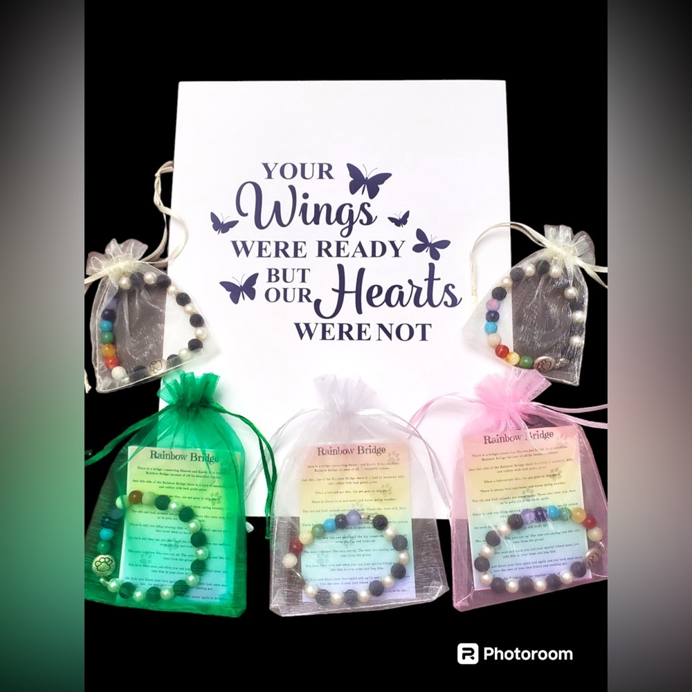🐾 Pet Memorial Gift 💕 Rainbow Bridge Bracelet 💕 With Poem Card 🐾